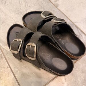 Birkenstock Double-Buckle Slide Sandals in Black